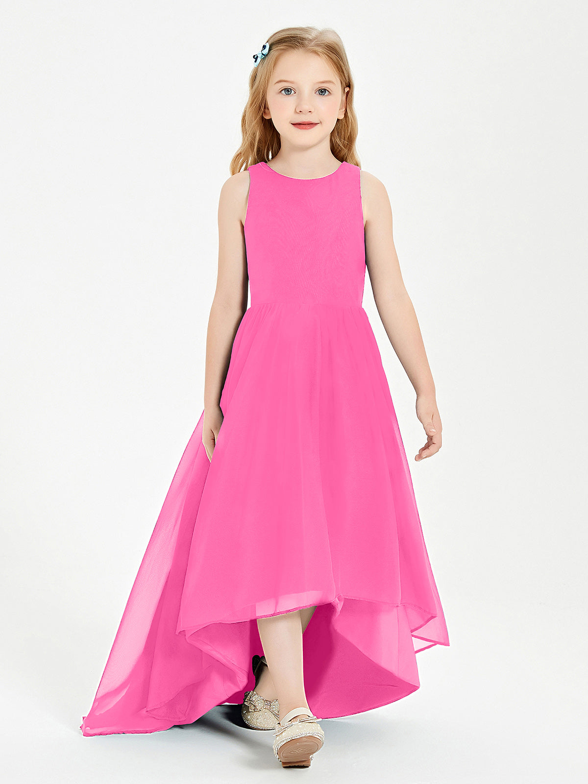 Asymmetrical Junior Bridesmaid Dresses with Scoop Neckline Azalea